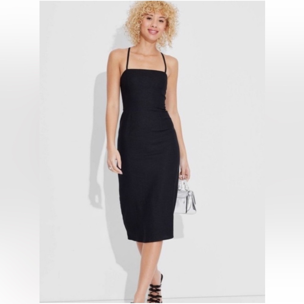 NWT black wild fable midi lace up back dress